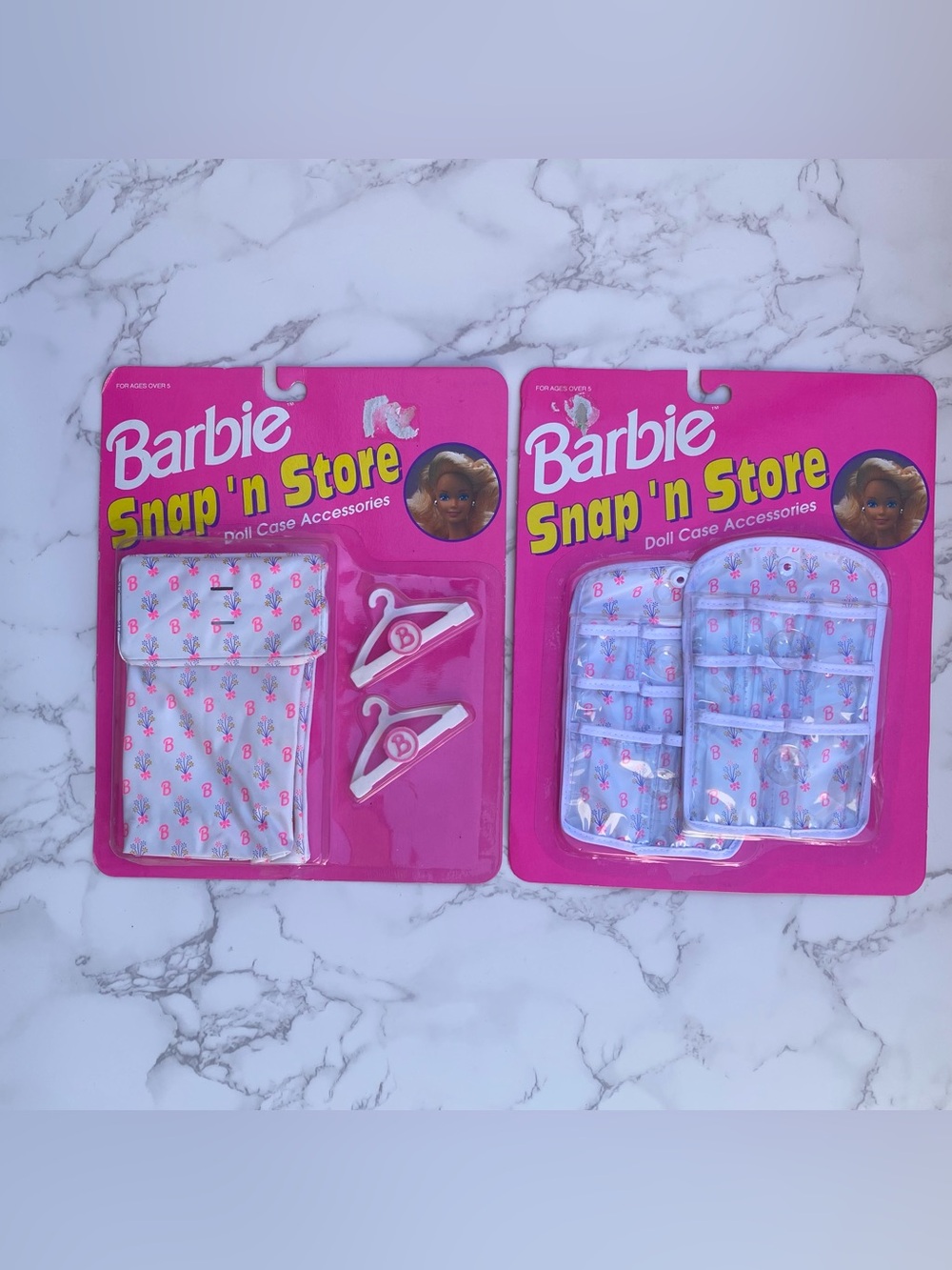 Lot of 2: Vintage 1992 New Sealed BARBIE SNAP n' STORE Doll Case Accessories